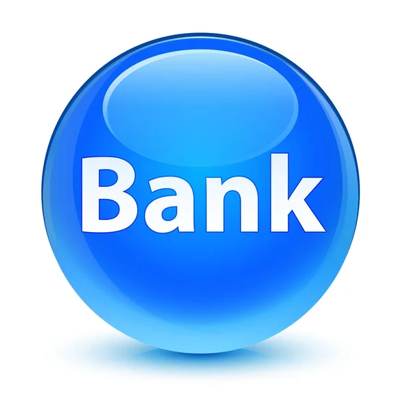 Banque verre cyan bouton rond bleu — Photo