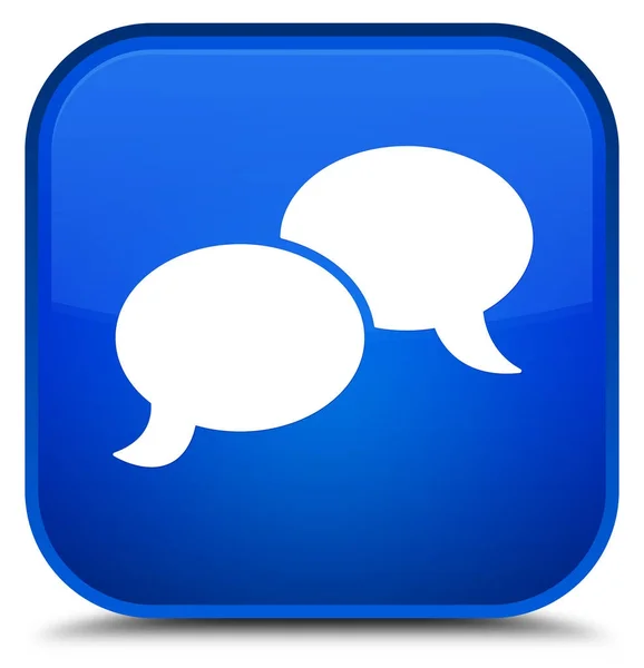 Chat bubble icon special blue square button — Stock Photo, Image