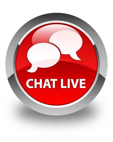 Chat live glanzende rode ronde knop — Stockfoto