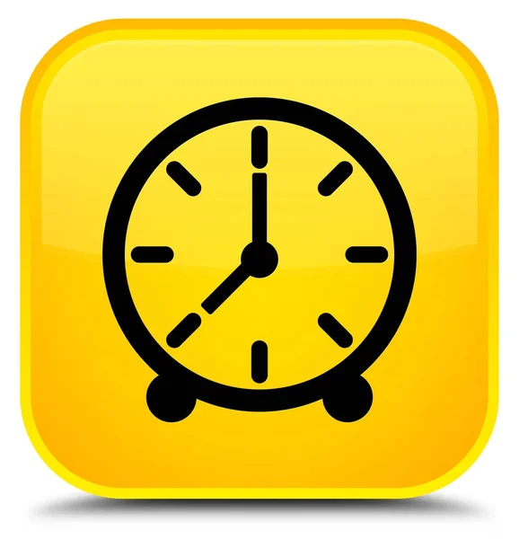 Zegar ikonę specjalne żółty przycisk kwadratowy — Zdjęcie stockowe