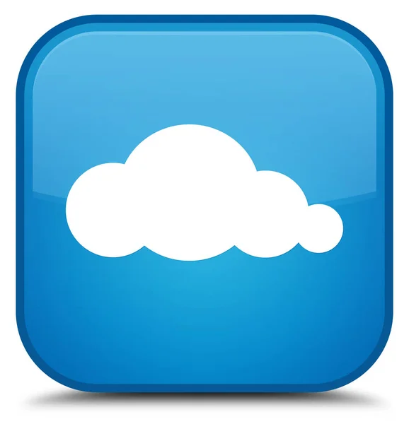 클라우드 아이콘 특별 시안색 파란색 사각형 버튼 — 스톡 사진