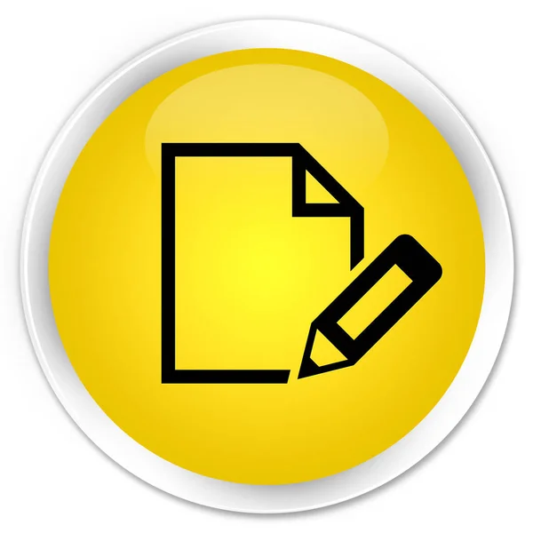 ドキュメント アイコン プレミアム黄色丸いボタンを編集します。 — ストック写真