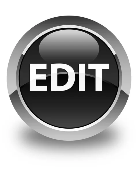 Editar negro brillante botón redondo — Foto de Stock