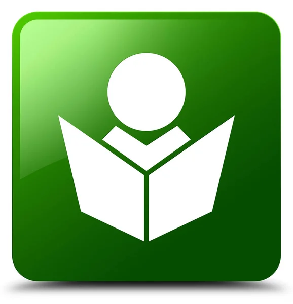 E-Öğrenim simgesi yeşil kare düğme — Stok fotoğraf