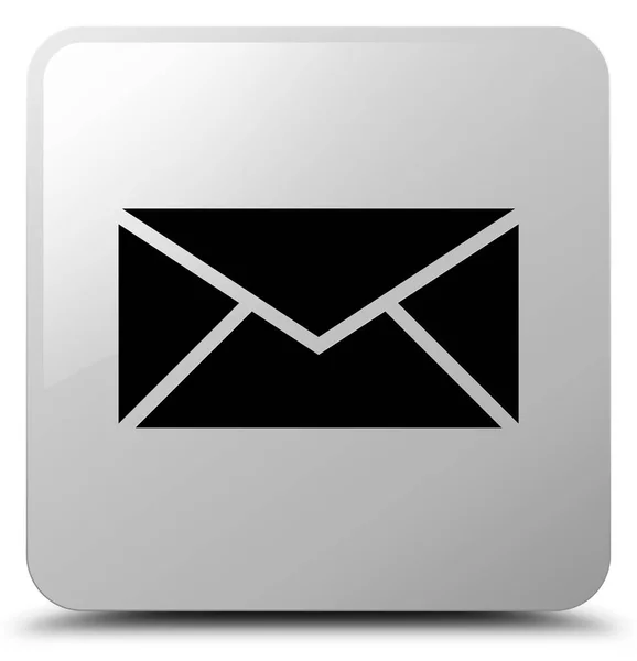 Ícone de e-mail botão quadrado branco — Fotografia de Stock