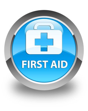 İlk yardım parlak mavi mavi yuvarlak düğmesi