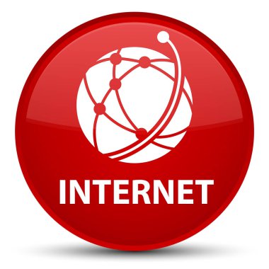 Internet (küresel ağ simgesini) özel kırmızı yuvarlak düğmesi