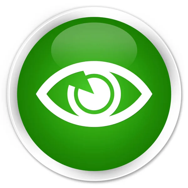 Tombol bundar hijau premium ikon mata — Stok Foto