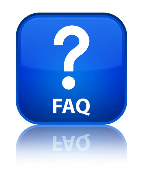 FAQ (fråga ikon) speciella blå fyrkantiga knappen — Stockfoto