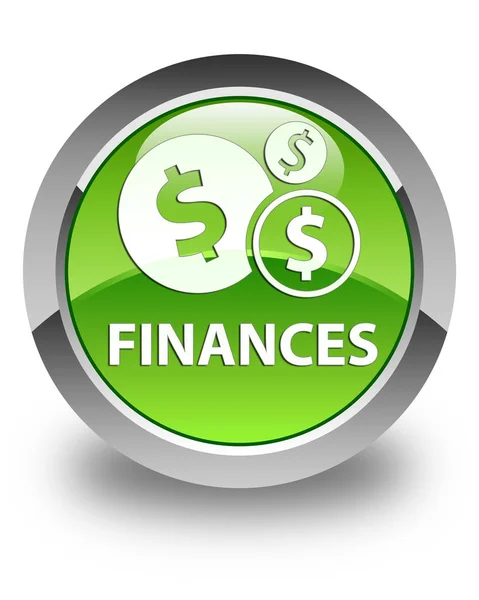 Finanças (sinal de dólar) botão redondo verde brilhante — Fotografia de Stock