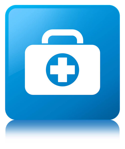 First aid kit bag icon cyan blue square button