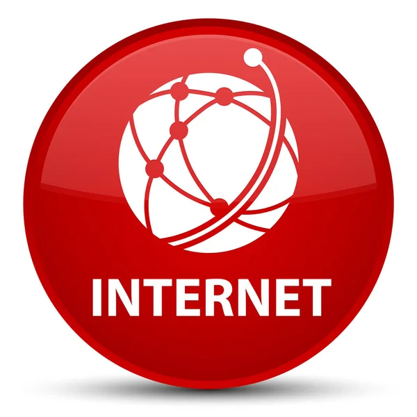 Internet (ícone de rede global) botão redondo vermelho especial — Fotografia de Stock