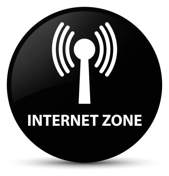 Zóna Internet (wlan sítě) Černé kulaté tlačítko — Stock fotografie