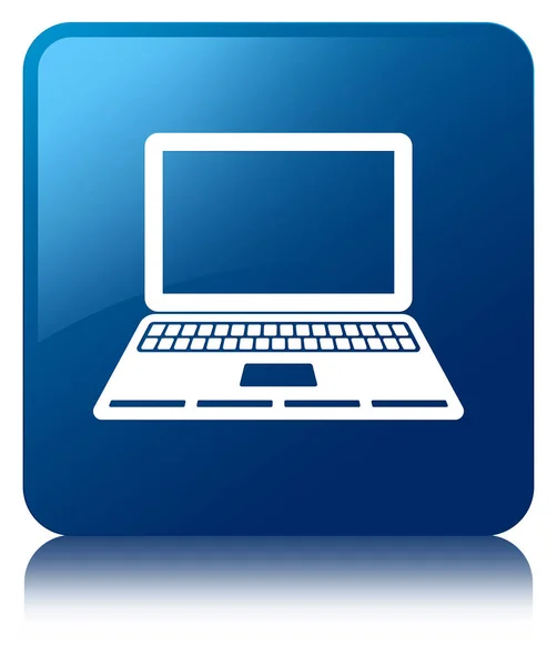 Laptop ikon kék négyzet gomb — Stock Fotó