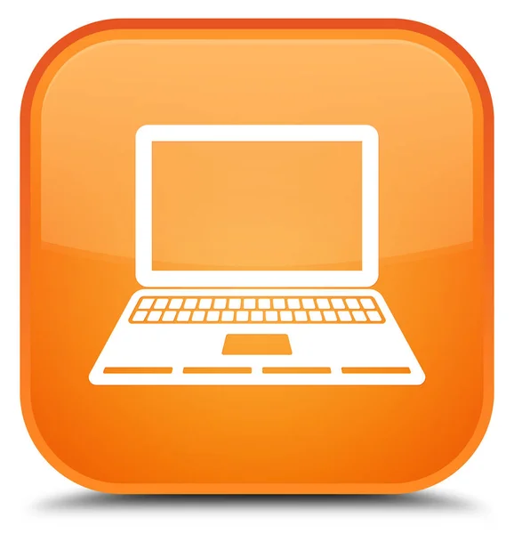 Dizüstü bilgisayar kutsal kişilerin resmi özel turuncu kare düğme — Stok fotoğraf