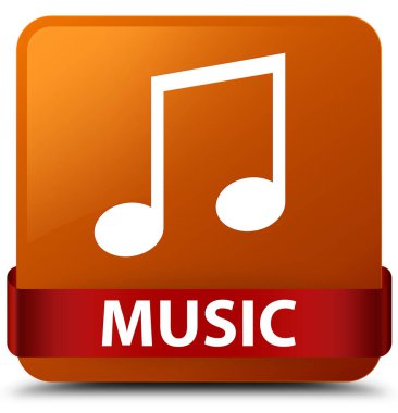 Müzik (tune simgesi) kahverengi kare düğme kırmızı kurdele orta