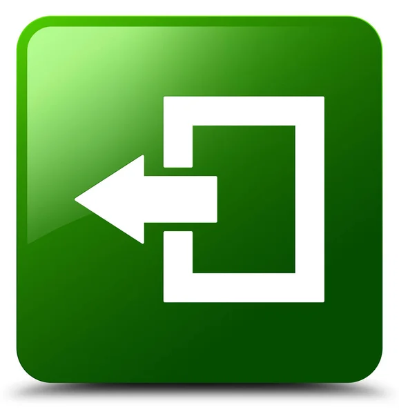 Logout icon green square button — Stock Photo, Image