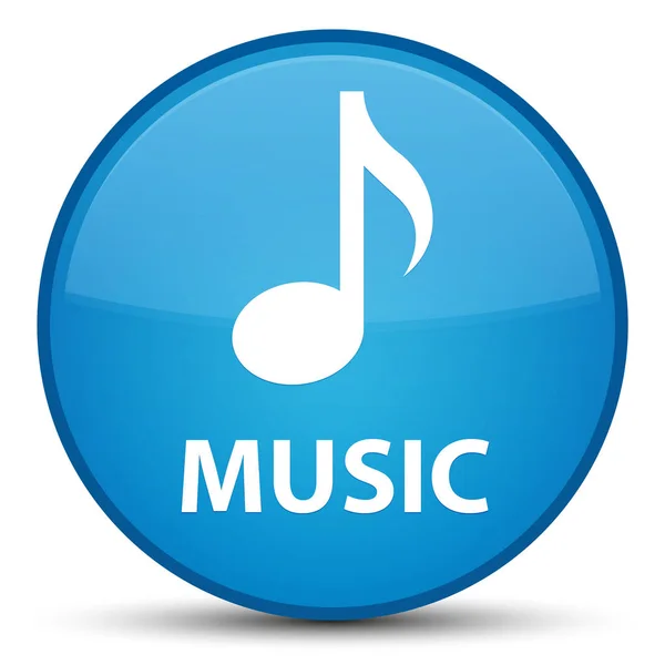 Müzik özel camgöbeği mavi yuvarlak düğmesi — Stok fotoğraf