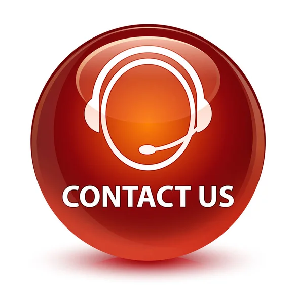 Зв'язатися з нами (іконка догляду за клієнтами) скляно-коричнева кругла кнопка — стокове фото