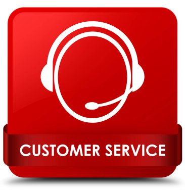 Müşteri hizmeti (müşteri bakım simgesi) kırmızı kare düğmesini kırmızı ribb
