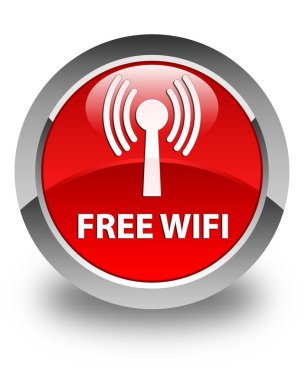 Ücretsiz wifi (wlan ağ) parlak kırmızı yuvarlak düğme