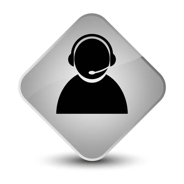 Customer care icon elegant white diamond button — Stock Photo, Image