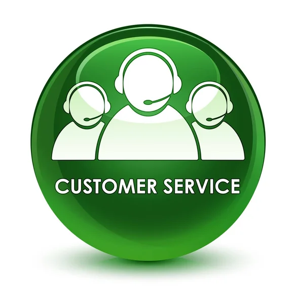 Service clientèle (icône de l'équipe) bouton rond vert doux vitreux — Photo
