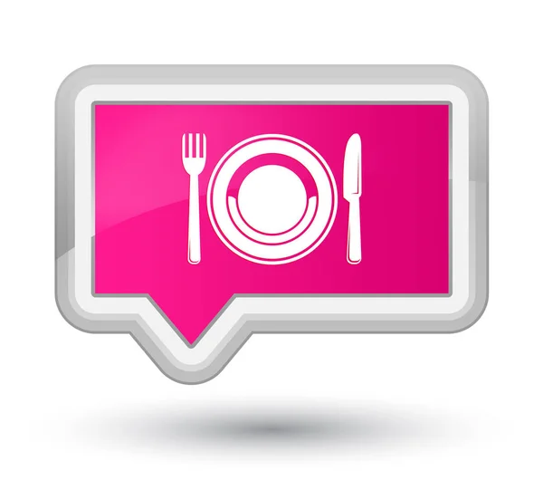 Food plate icon prime pink banner button — Stock Photo, Image