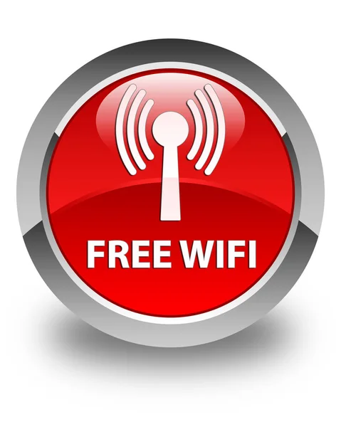 무료 wifi (무선 네트워크) 광택 빨간색 둥근 버튼 — 스톡 사진