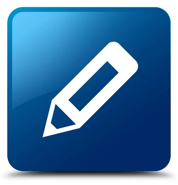 Matita icona blu pulsante quadrato — Foto Stock
