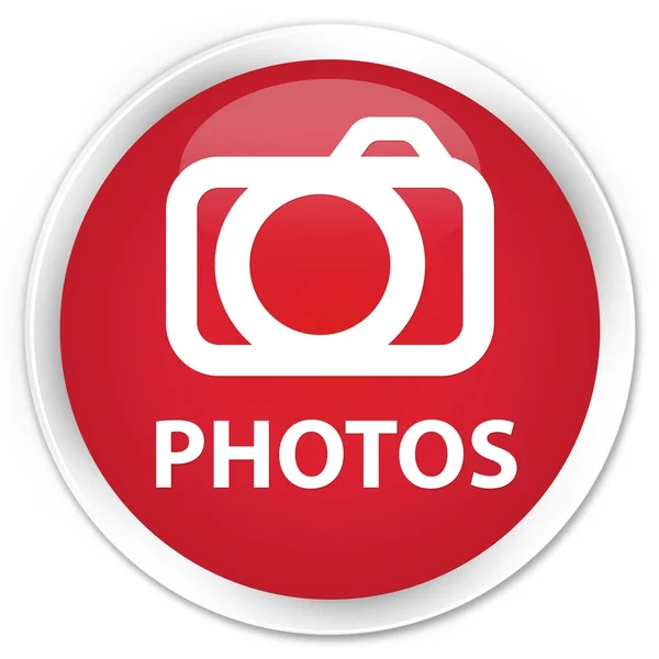 Φωτογραφίες (εικονίδιο κάμερας) premium κόκκινο στρογγυλό κουμπί — Φωτογραφία Αρχείου