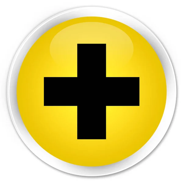 Plus icono premium botón redondo amarillo — Foto de Stock