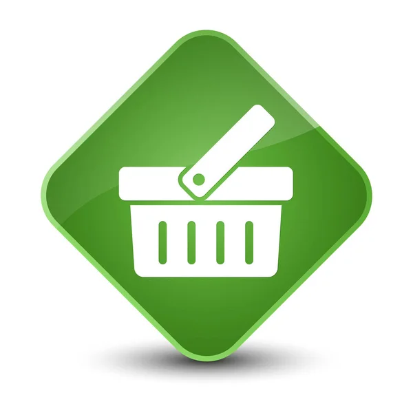 ショッピング カート アイコン エレガントな柔らかい緑色のひし形のボタン — ストック写真