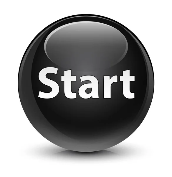 Start glassy black round button — Stock Photo, Image