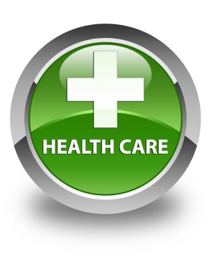 Sağlık Hizmetleri (artı işareti) parlak yumuşak yeşil yuvarlak düğme