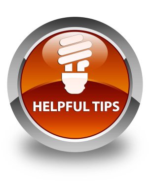 Yararlı ipuçları (ampul simgesi) parlak kahverengi yuvarlak düğmesi