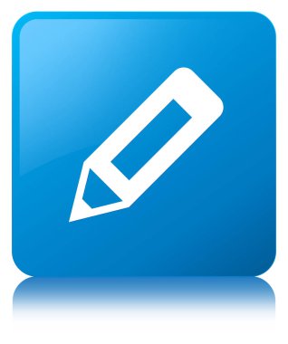 Kalem simgesi mavi mavi kare düğme