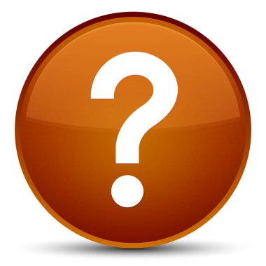 Soru işareti simgesini özel kahverengi yuvarlak düğmesi