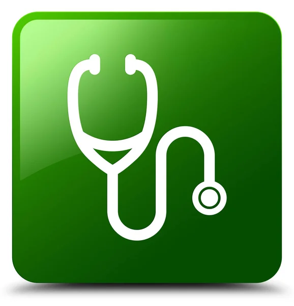 Stetoscopio icona verde quadrato pulsante — Foto Stock