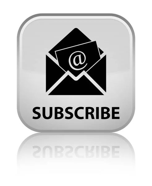 Assine (ícone de e-mail de newsletter) botão quadrado branco especial — Fotografia de Stock