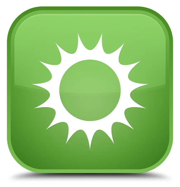 太阳图标特殊软绿色方形按钮 — 图库照片