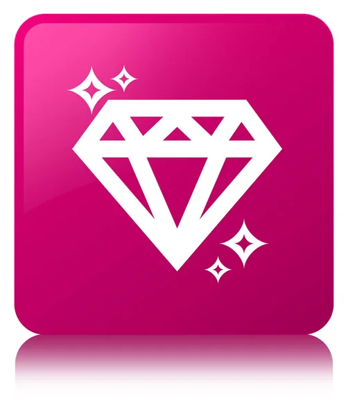 Diamond icon pink square button — Stock Photo, Image