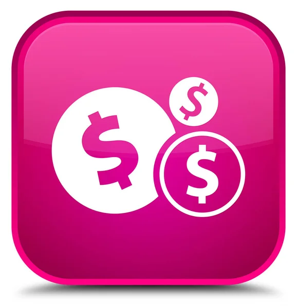 Finanzas dólar signo icono especial botón cuadrado rosa —  Fotos de Stock