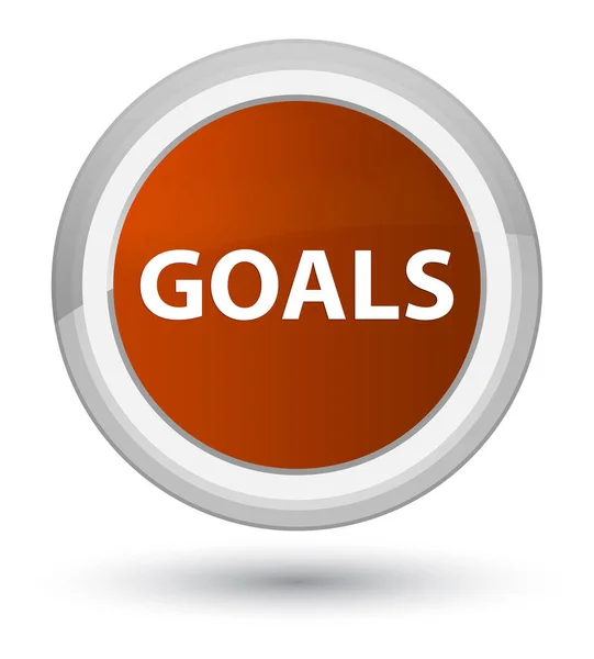 Goals prime brown round button — Stock Photo, Image