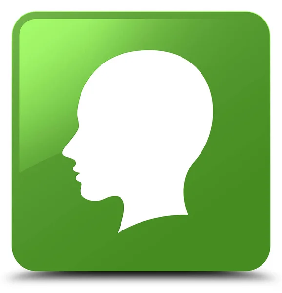 Testa femminile icona viso morbido pulsante quadrato verde — Foto Stock