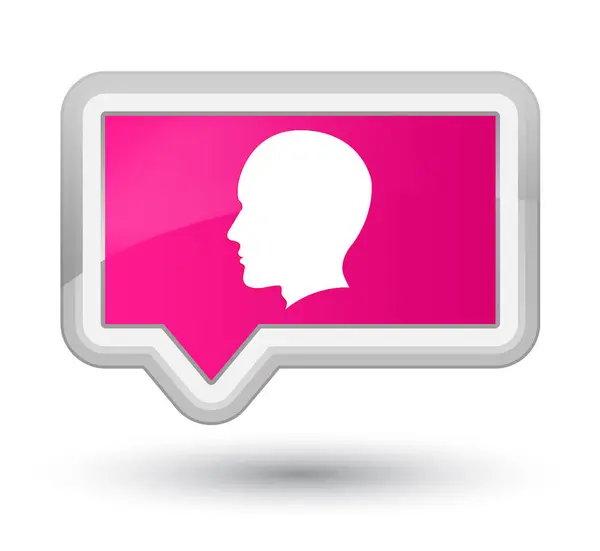 Cabeça ícone rosto masculino prime rosa banner botão — Fotografia de Stock