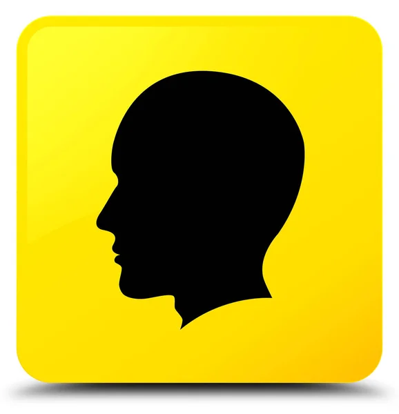 Head male face icon yellow square button — Stock Photo, Image