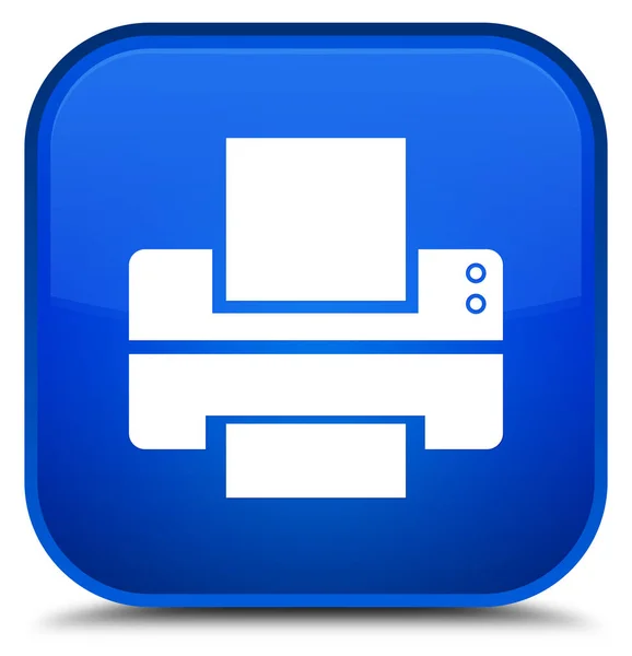 プリンター アイコン特別な青い正方形ボタン — ストック写真