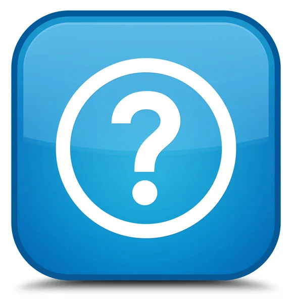 Fråga ikonen särskilda cyan blå fyrkantiga knappen — Stockfoto
