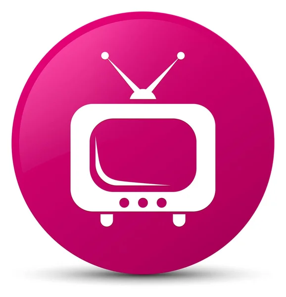 Ikona TV różowy okrągły przycisk — Zdjęcie stockowe